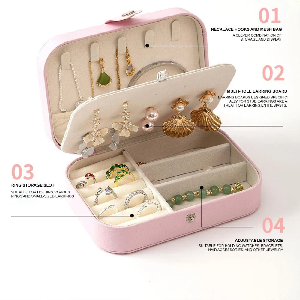 Portable Multi-Compartment Jewelry Box