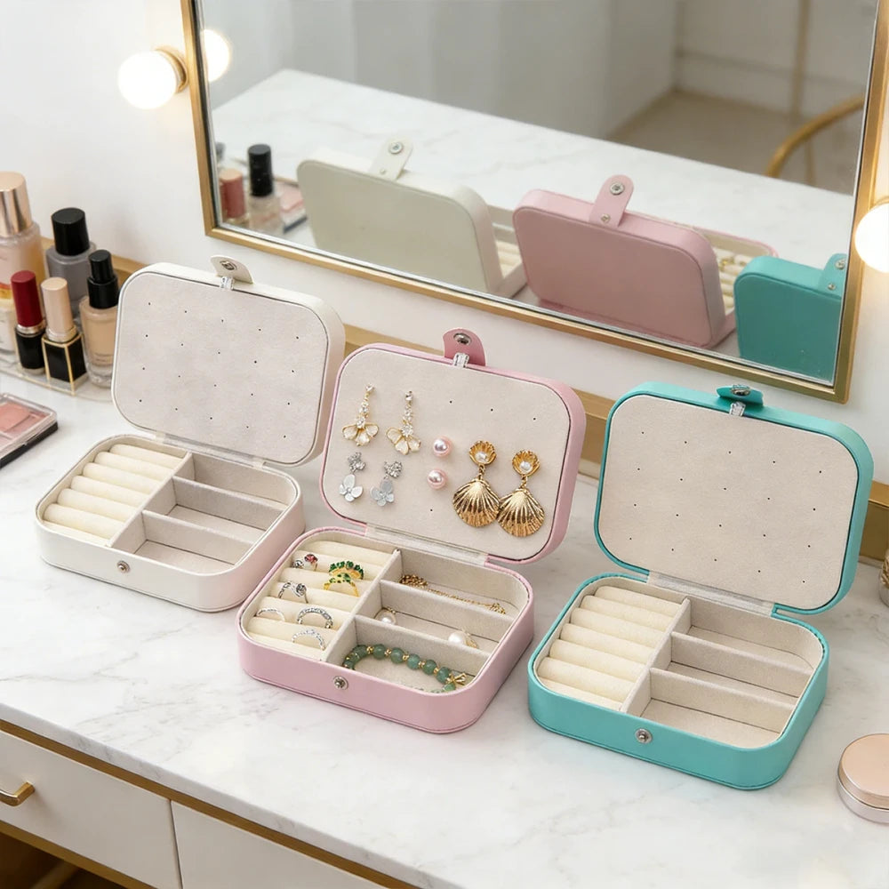 Portable Multi-Compartment Jewelry Box