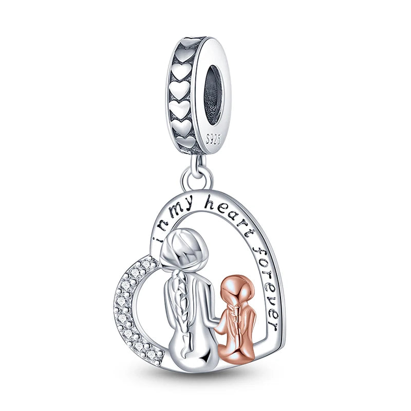 Fit 3mm Bracelets 925 Sterling Silver Tulip Family Embrace Heart Charms Beads DIY Fine Jewelry Gift Making For Women