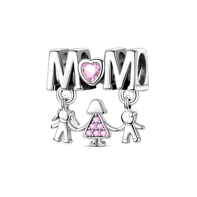 Fit 3mm Bracelets 925 Sterling Silver Tulip Family Embrace Heart Charms Beads DIY Fine Jewelry Gift Making For Women