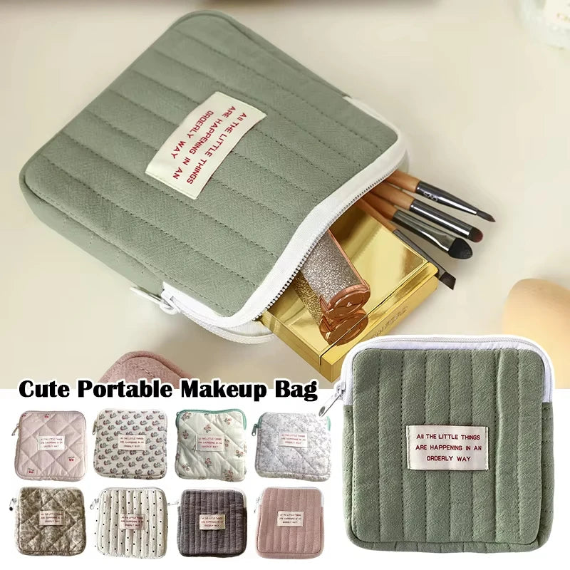 Cute Soft Square Cosmetic Bags Small Toiletry Makeup Organizer Travel Portable Tampon Headphone Card Coin Money Storage Bags