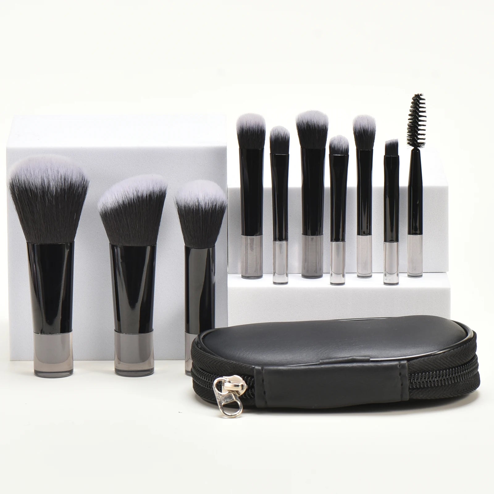 10 black Mini makeup brush Travel portable Makeup Tool Makeup Puff - Palm Brush Professional Makeup tool set