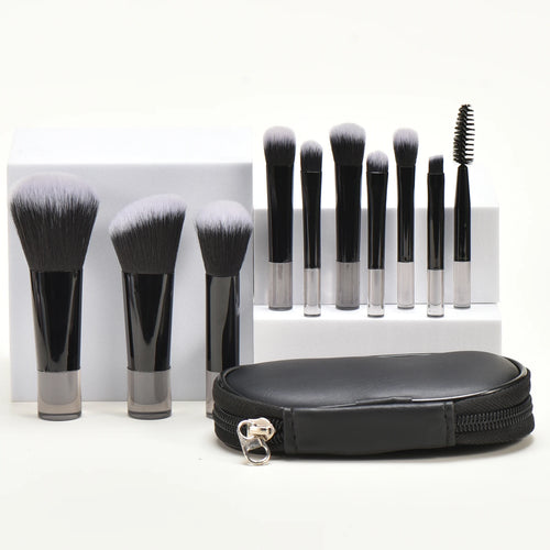 10 black Mini makeup brush Travel portable Makeup Tool Makeup Puff - Palm Brush Professional Makeup tool set