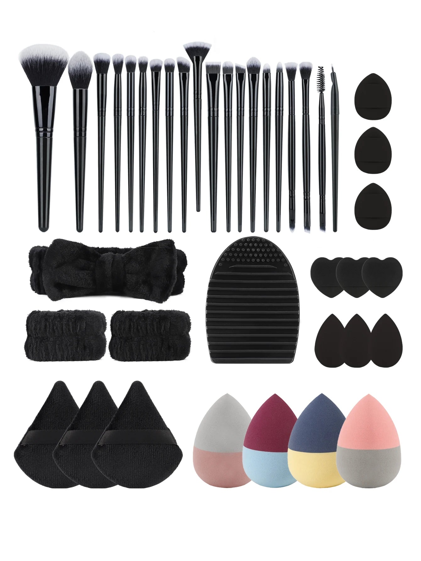 40Pcs Black Makeup Brushes Set Professional Makeup Kit Multi-functional Makeup Tool Set with Facial Makeup Accessories
