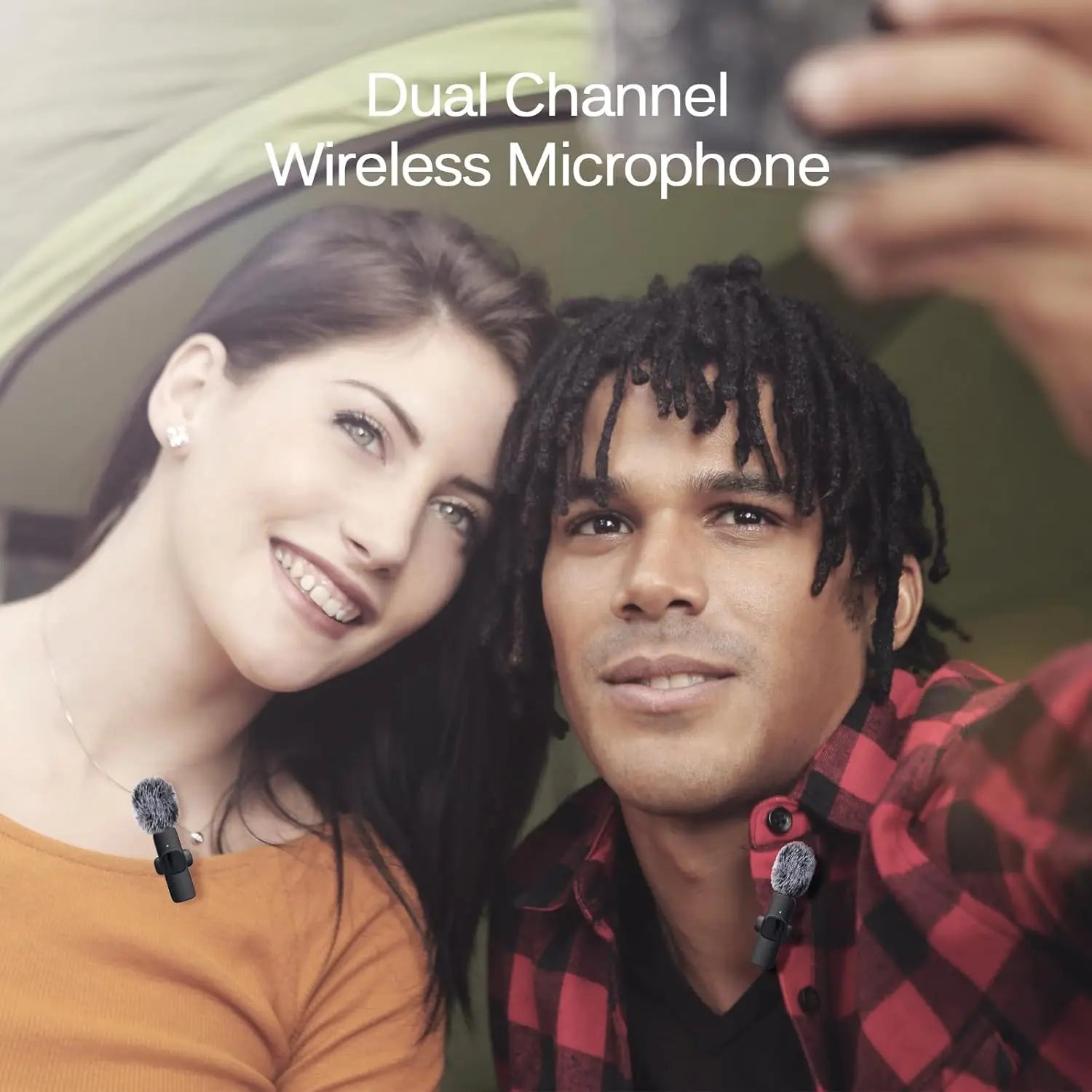 2 Pack Lavalier Microphone for Video Recording, Wireless Mini Microphone for iPhone, iPad, Android, iPhone Mic Crystal Clear