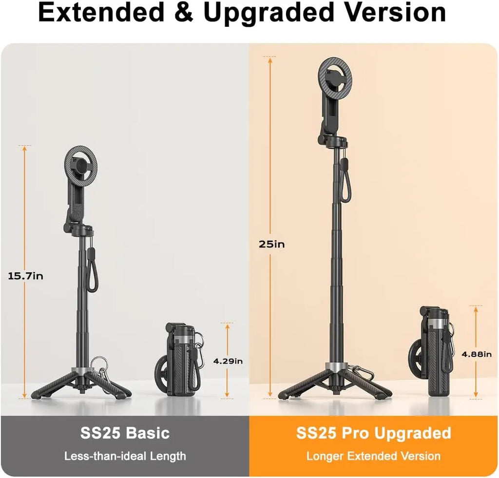 Magnetic Selfie Stick with Remote for Cell Phone 360° Rotation Transforms into Mini Tripod/Handheld Stabilizer/Phone Stand