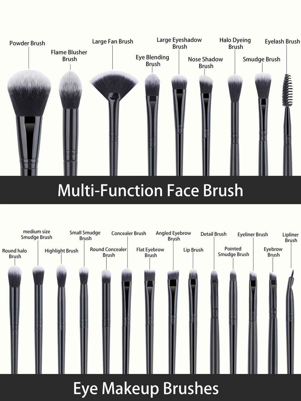 40Pcs Black Makeup Brushes Set Professional Makeup Kit Multi-functional Makeup Tool Set with Facial Makeup Accessories
