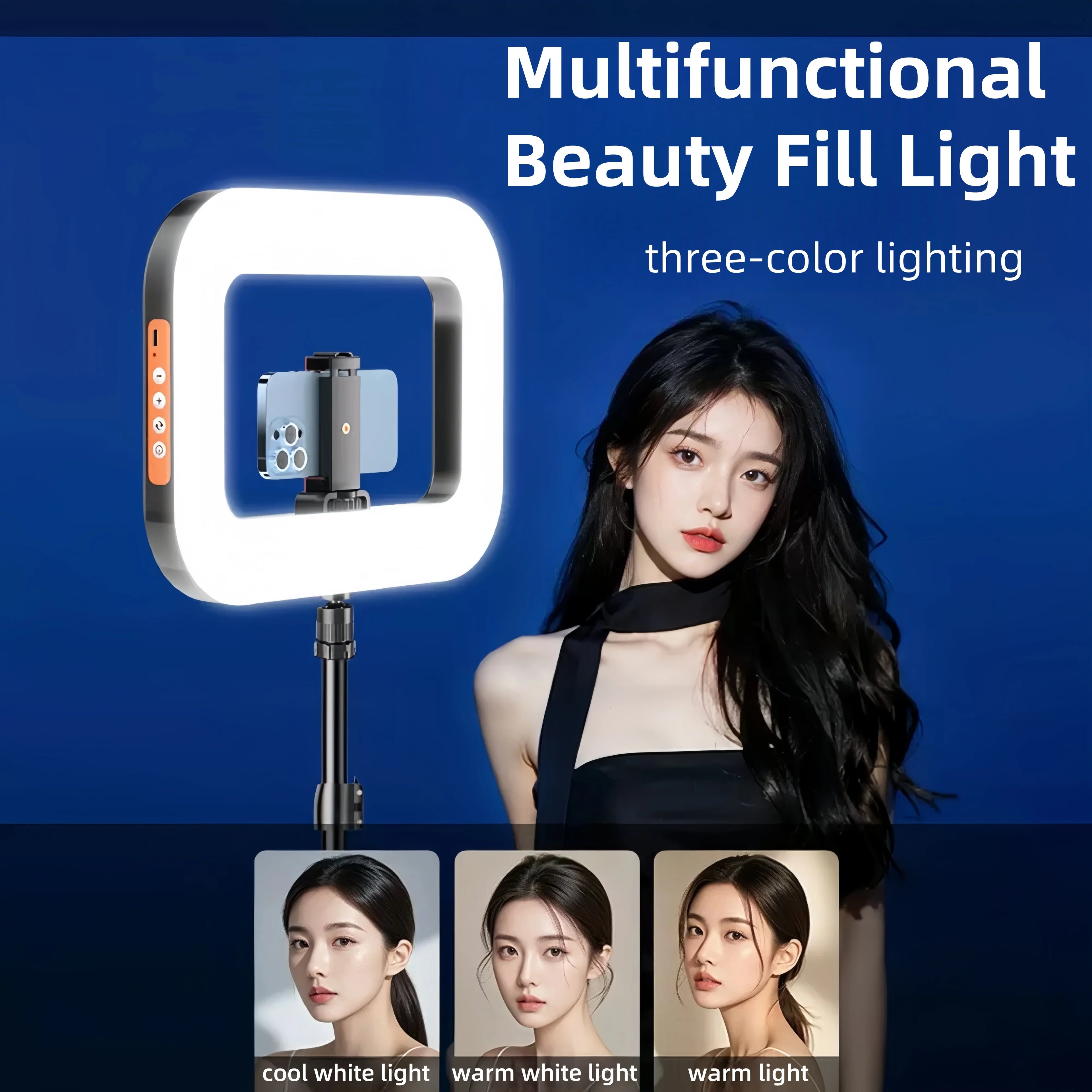 Handheld LED Ring Light Rechargeable Portable Fill Light for Mobile Phone Live Broadcast Photography Desktop Rabbit Cage Selfie