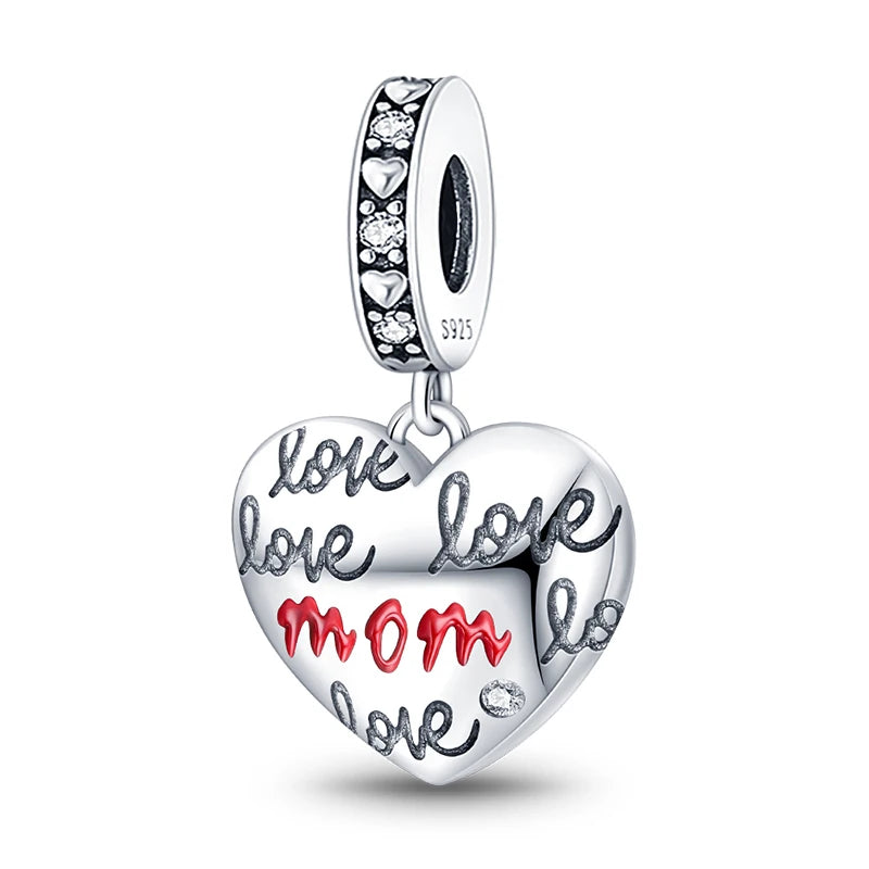Fit 3mm Bracelets 925 Sterling Silver Tulip Family Embrace Heart Charms Beads DIY Fine Jewelry Gift Making For Women