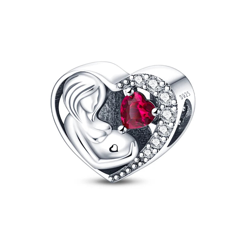 Fit 3mm Bracelets 925 Sterling Silver Tulip Family Embrace Heart Charms Beads DIY Fine Jewelry Gift Making For Women