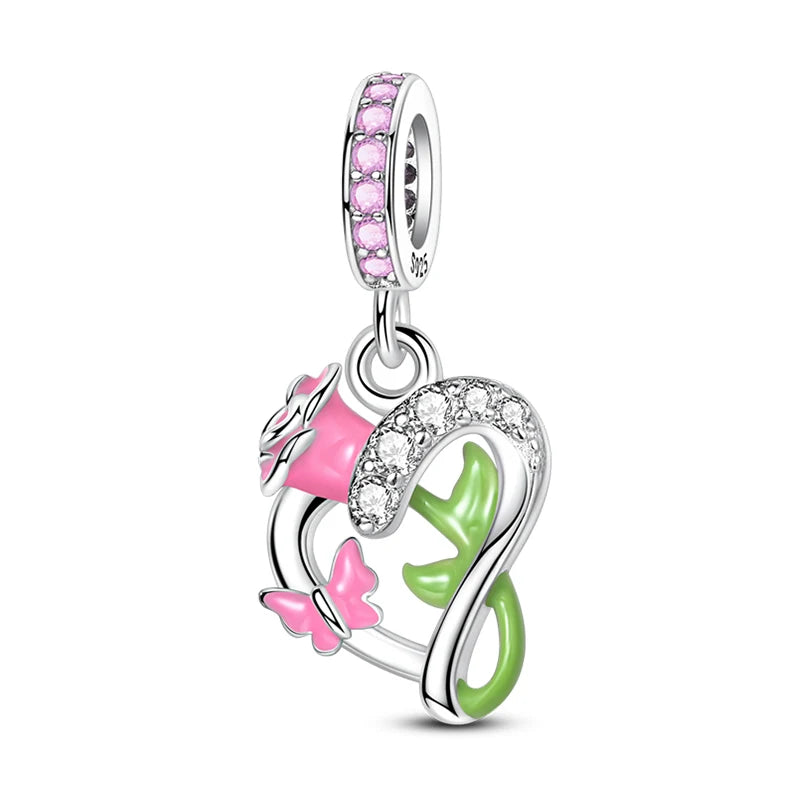 Fit 3mm Bracelets 925 Sterling Silver Tulip Family Embrace Heart Charms Beads DIY Fine Jewelry Gift Making For Women