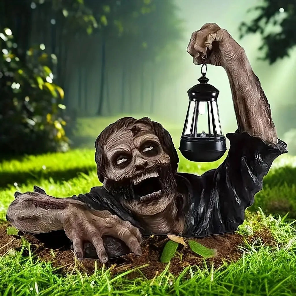 1pc Halloween Zombie lantern Crawling Horror Decor garden Scary Led Lights atmosphere Decoration with light sculpture Ornaments