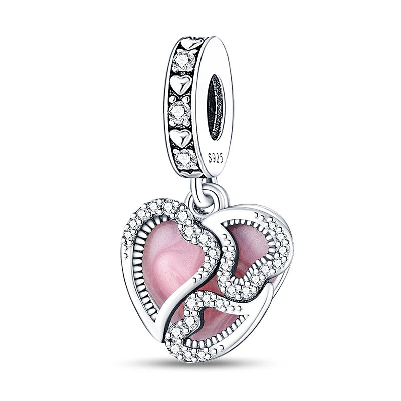 Fit 3mm Bracelets 925 Sterling Silver Tulip Family Embrace Heart Charms Beads DIY Fine Jewelry Gift Making For Women