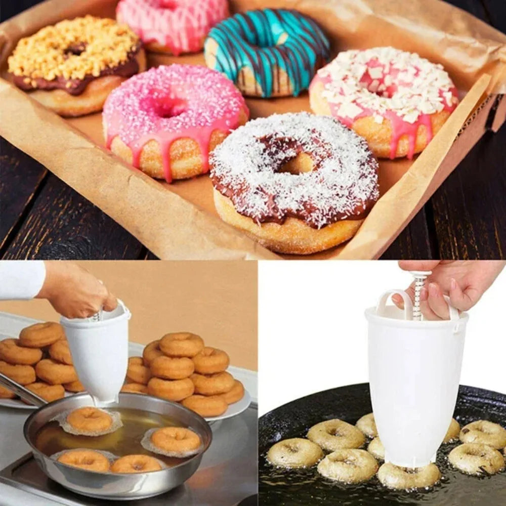 1Pcs Single Handed Donut Maker Plastic Manual Donut Mold Cookie Donut Waffle Kitchen Pastry Making Appliance Baking Mold