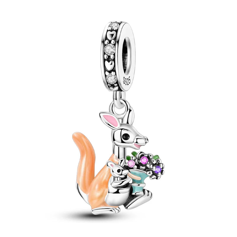 Fit 3mm Bracelets 925 Sterling Silver Tulip Family Embrace Heart Charms Beads DIY Fine Jewelry Gift Making For Women