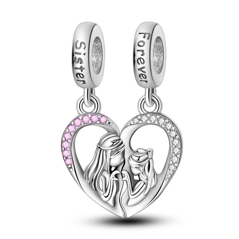 Fit 3mm Bracelets 925 Sterling Silver Tulip Family Embrace Heart Charms Beads DIY Fine Jewelry Gift Making For Women