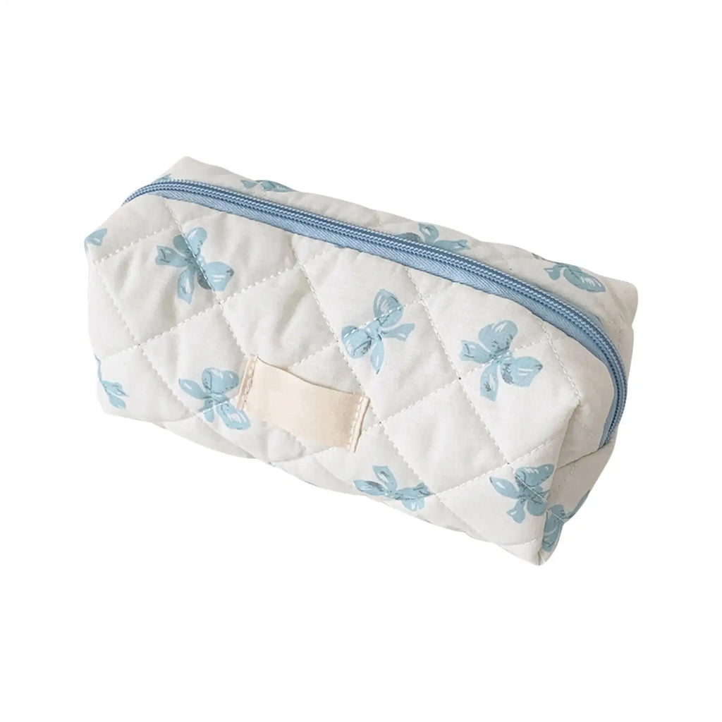 Pencil Case Cute Bow Pattern Storage Bag Pencil Case Cosmetic Organizer Portable Toiletry Makeup Pouch Student Stationery