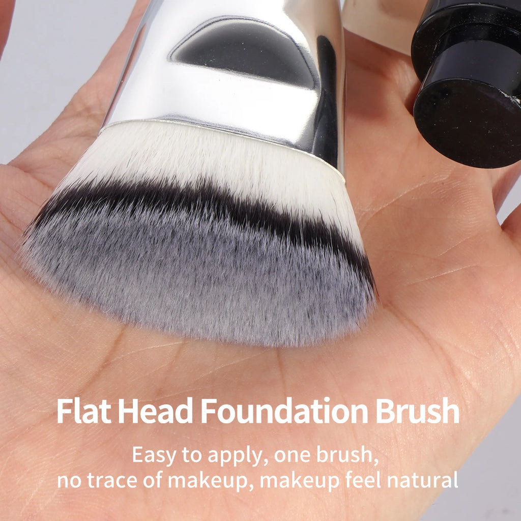MAANGE 4pcs Foundation Makeup Brushes with 2pcs Air Cushion Puffs Concealer Contour Sculpting Kabuki Makeup Brushes for Travel