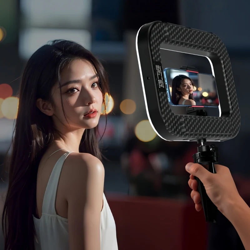 Handheld LED Ring Light Rechargeable Portable Fill Light for Mobile Phone Live Broadcast Photography Desktop Rabbit Cage Selfie