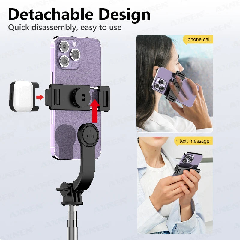 Handheld Selfie Stick Tripod Wireless Remote Stable Shooting with Action Camera Mobile Phone Optional Fill Light Portable Travel