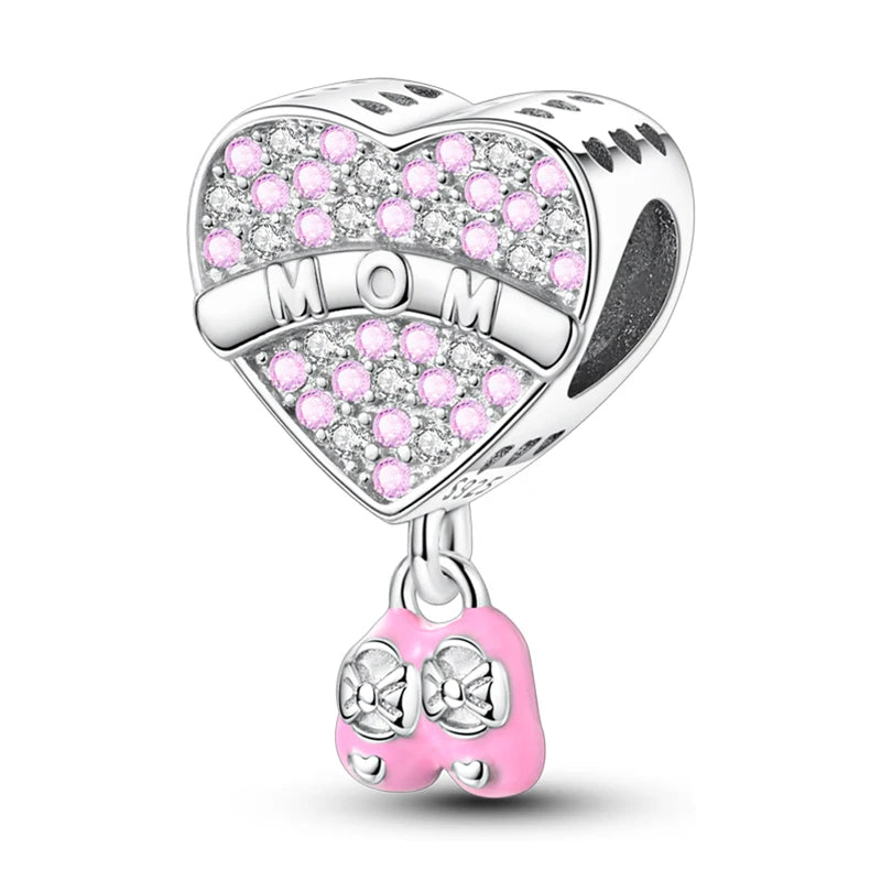 Fit 3mm Bracelets 925 Sterling Silver Tulip Family Embrace Heart Charms Beads DIY Fine Jewelry Gift Making For Women