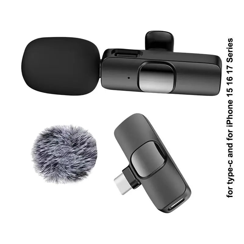 Wireless Lavalier Microphone for iPhone Android USB-C Microphone with Noise Reduction for Live Streaming Interviews mini mic