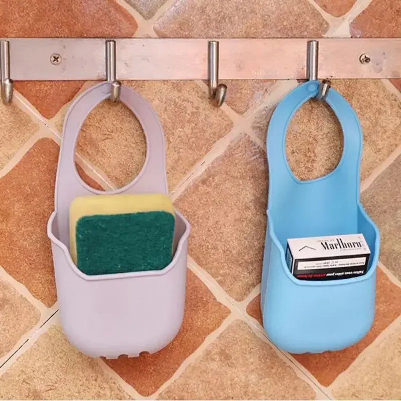 Kitchen Sink Drain Hanging Bag Bathroom Accessory Hanging Drain Bag Kitchen Sponge Soap Drain Silicone Hanging Bag