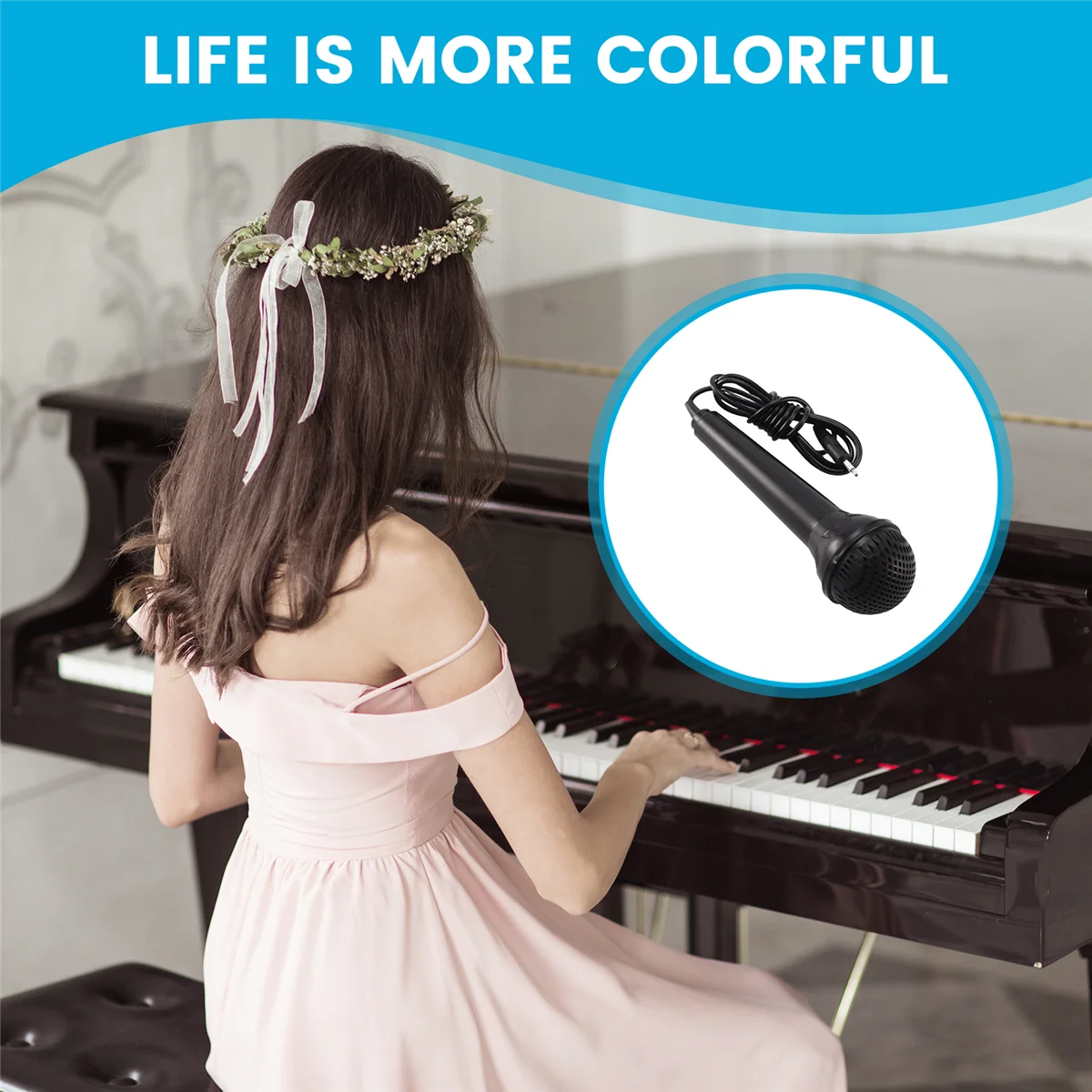 Keyboard Microphone 3.5mm Small Port Keyboard Portable Microphone for Children Beginner Electronic Piano Music Keyboard
