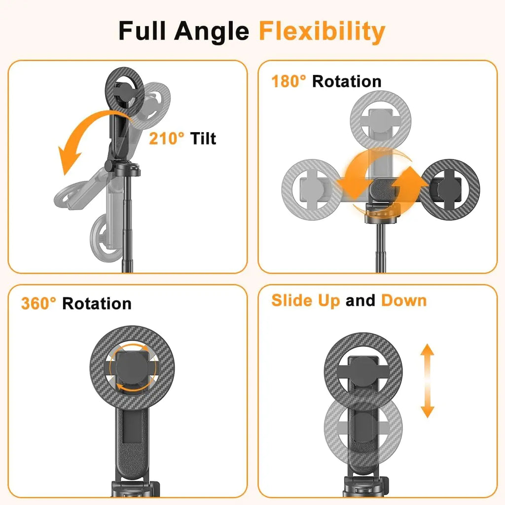 Magnetic Selfie Stick with Remote for Cell Phone 360° Rotation Transforms into Mini Tripod/Handheld Stabilizer/Phone Stand