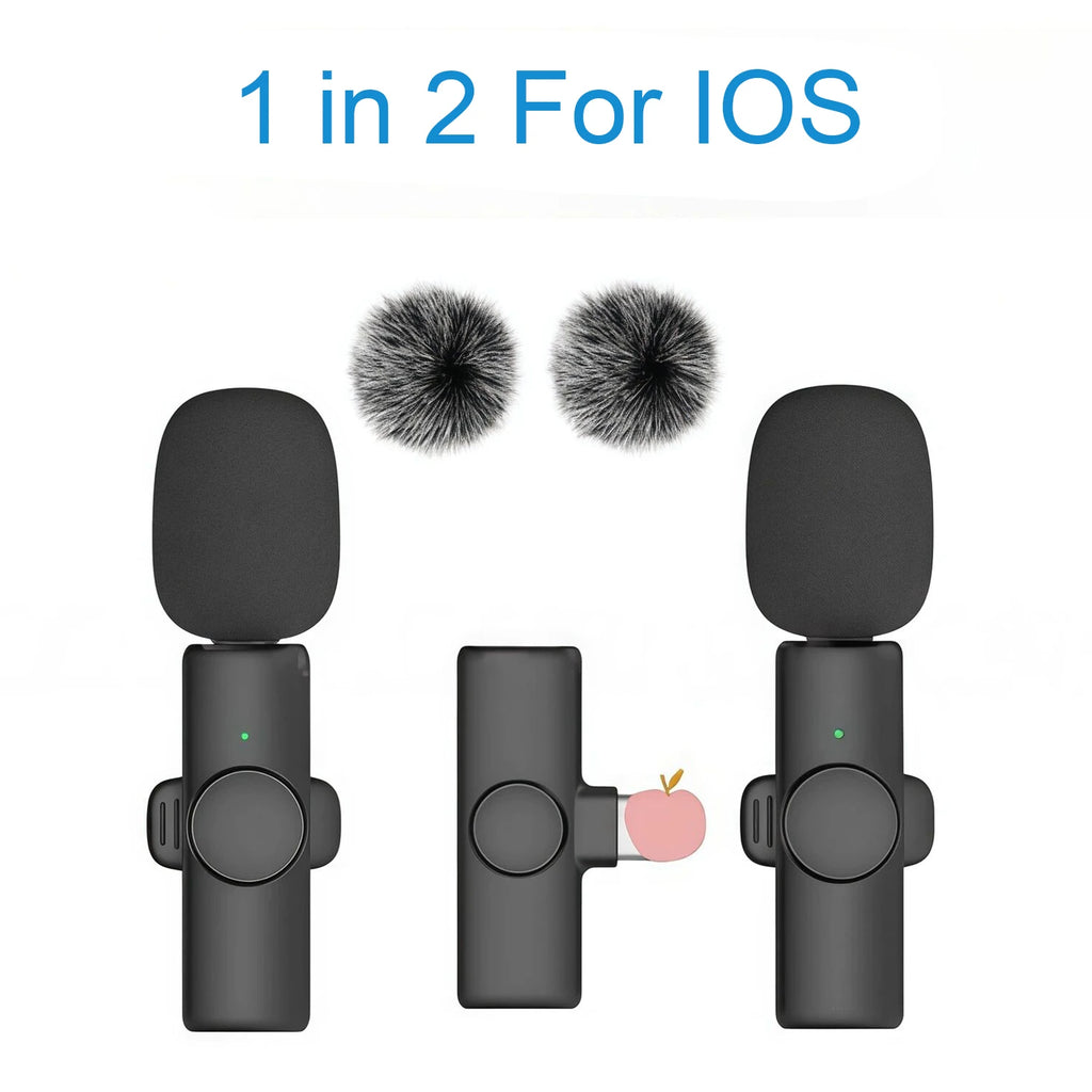 Mini K11 Wireless Lavalier Microphone Auto Noise Reduction Microphone 1 in 2 for Iphone Android Live Streaming/Video Recording