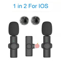 Mini K11 Wireless Lavalier Microphone Auto Noise Reduction Microphone 1 in 2 for Iphone Android Live Streaming/Video Recording