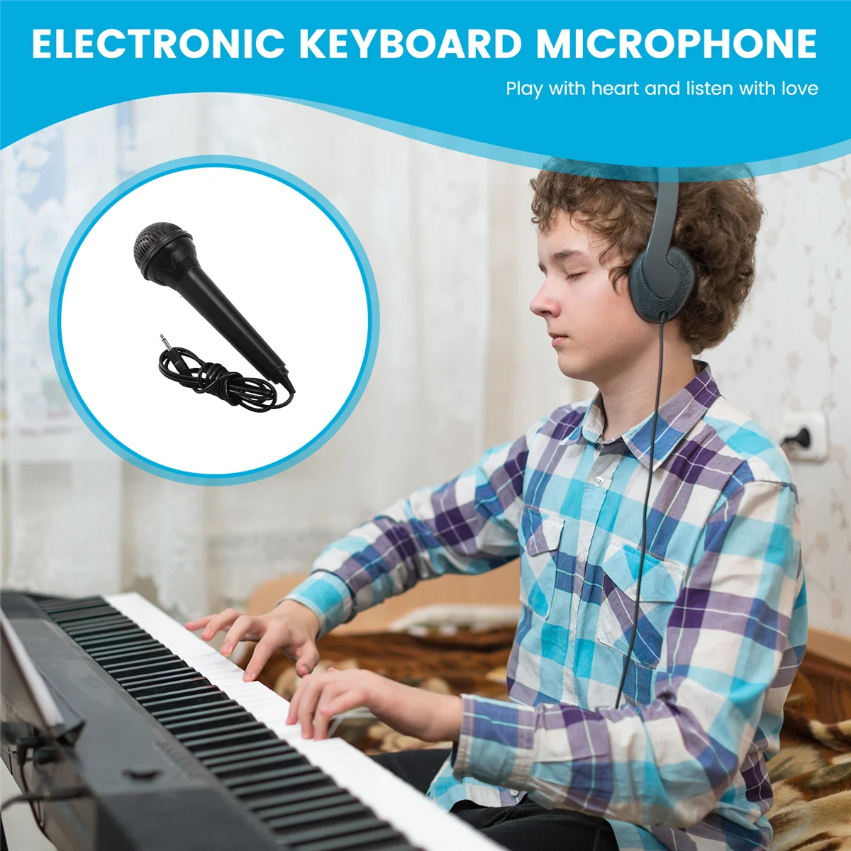 Keyboard Microphone 3.5mm Small Port Keyboard Portable Microphone for Children Beginner Electronic Piano Music Keyboard