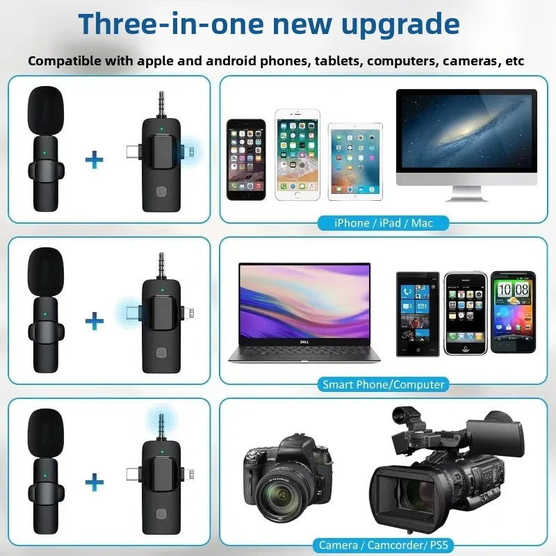 Wireless Lavalier Microphone for iPhone Android USB-C Microphone with Noise Reduction for Live Streaming Interviews mini mi