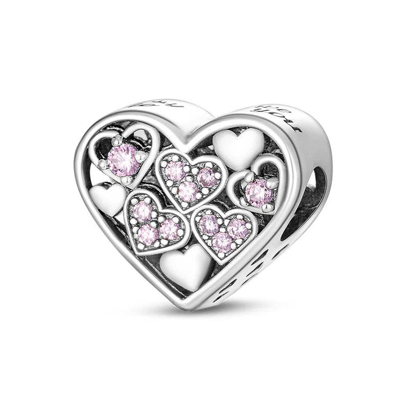 Fit 3mm Bracelets 925 Sterling Silver Tulip Family Embrace Heart Charms Beads DIY Fine Jewelry Gift Making For Women