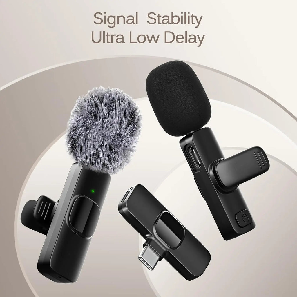 2 Pack Lavalier Microphone for Video Recording, Wireless Mini Microphone for iPhone, iPad, Android, iPhone Mic Crystal Clear
