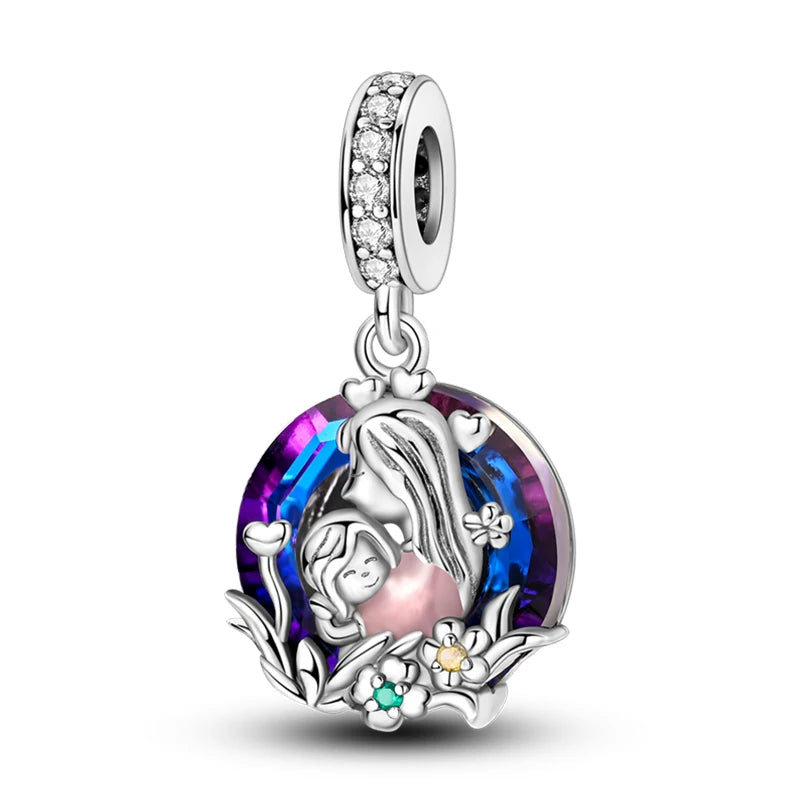 Fit 3mm Bracelets 925 Sterling Silver Tulip Family Embrace Heart Charms Beads DIY Fine Jewelry Gift Making For Women