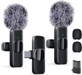 2 Pack Lavalier Microphone for Video Recording, Wireless Mini Microphone for iPhone, iPad, Android, iPhone Mic Crystal Clear