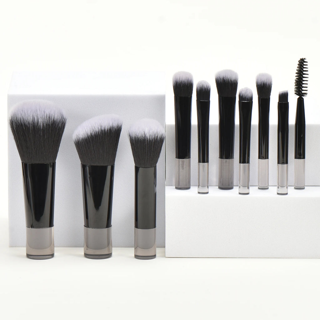 10 black Mini makeup brush Travel portable Makeup Tool Makeup Puff - Palm Brush Professional Makeup tool set