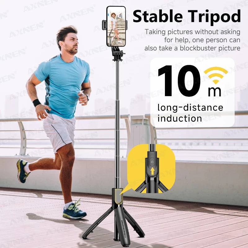 Handheld Selfie Stick Tripod Wireless Remote Stable Shooting with Action Camera Mobile Phone Optional Fill Light Portable Travel