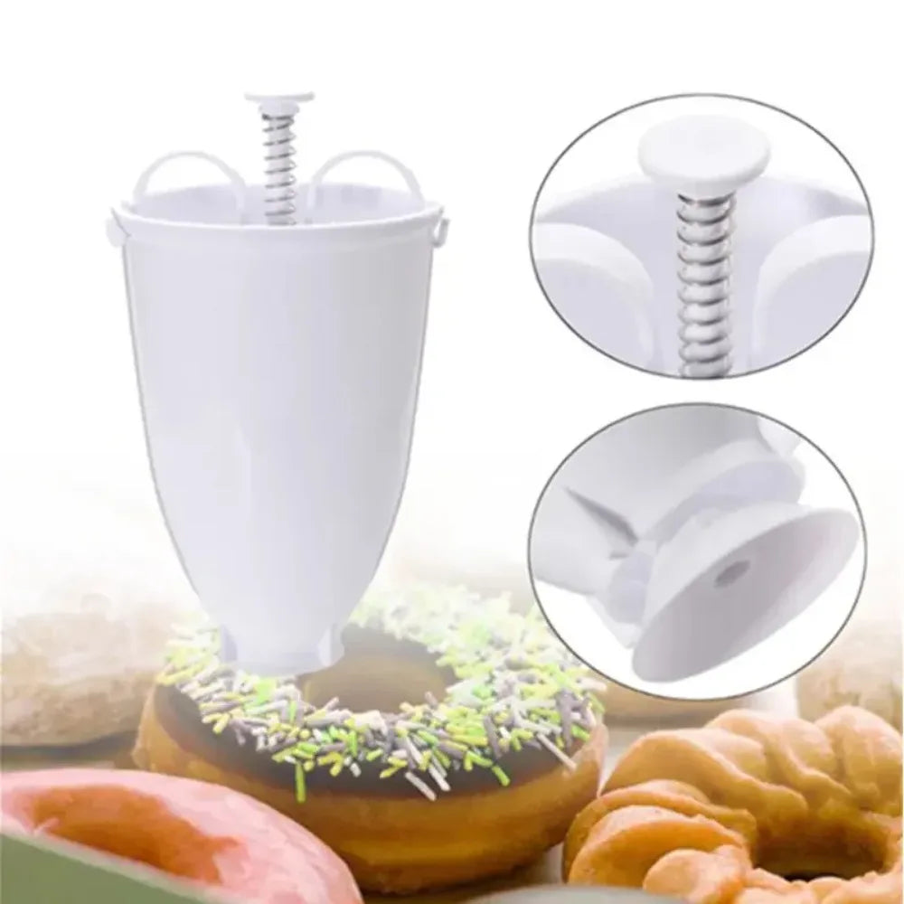 1Pcs Single Handed Donut Maker Plastic Manual Donut Mold Cookie Donut Waffle Kitchen Pastry Making Appliance Baking Mold