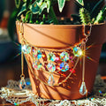 Sun Catcher Plant Hanger with Beads and Glass Crystal Beaded Plant Accessories for Indoor Home Rainbow Decor Pot Accessory