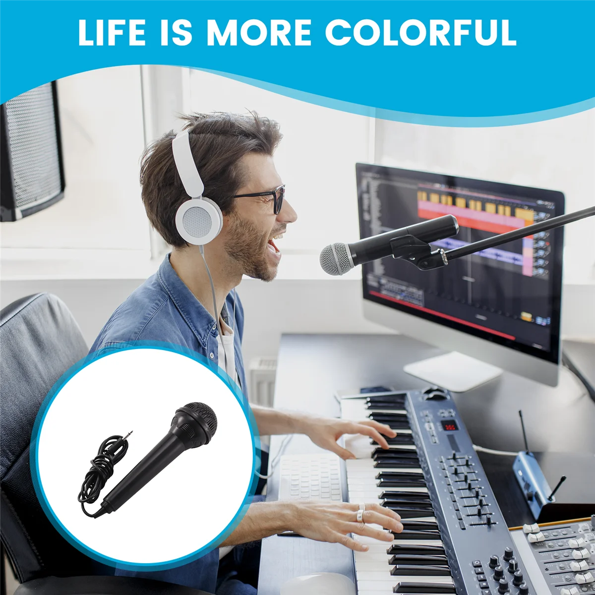 Keyboard Microphone 3.5mm Small Port Keyboard Portable Microphone for Children Beginner Electronic Piano Music Keyboard
