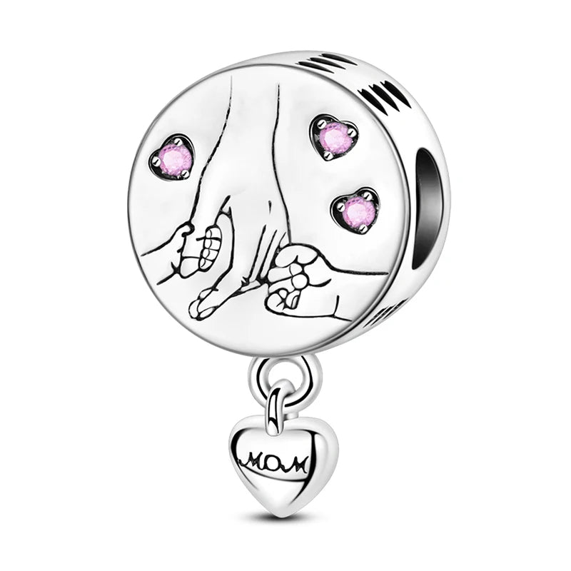 Fit 3mm Bracelets 925 Sterling Silver Tulip Family Embrace Heart Charms Beads DIY Fine Jewelry Gift Making For Women