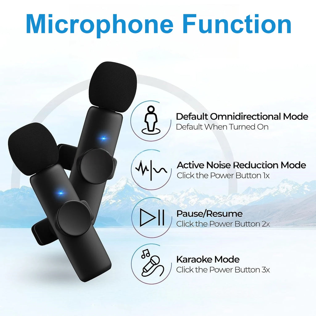 Mini K11 Wireless Lavalier Microphone Auto Noise Reduction Microphone 1 in 2 for Iphone Android Live Streaming/Video Recording