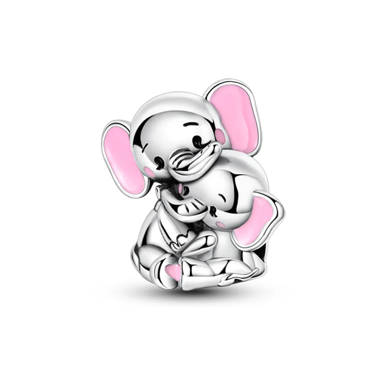 Fit 3mm Bracelets 925 Sterling Silver Tulip Family Embrace Heart Charms Beads DIY Fine Jewelry Gift Making For Women