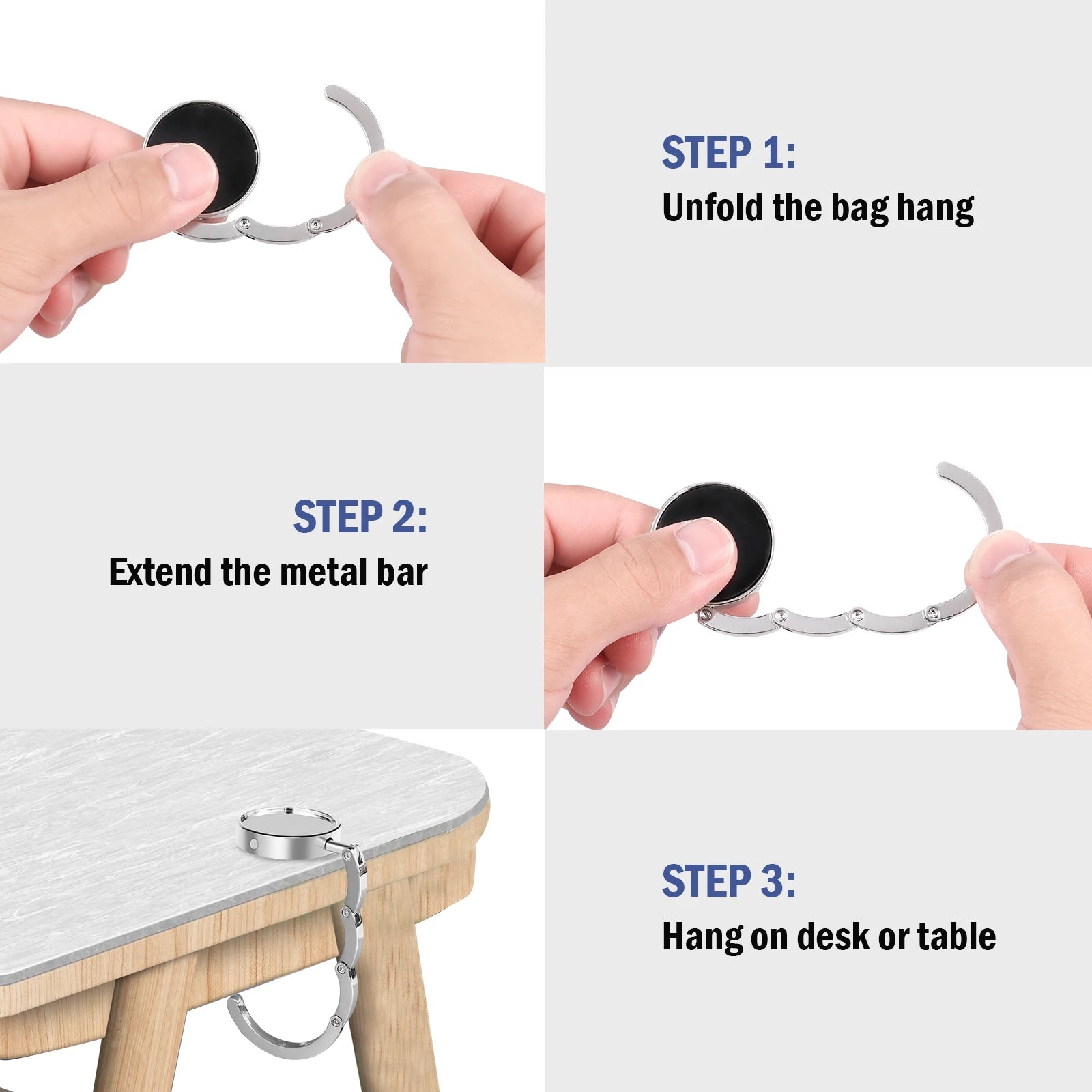 4/8Pcs Handbag Hooks for Tables Folding Purse Hangers Portable Table Bag Holders Metal Purse Hook Non-Slip Handbag Hanger for