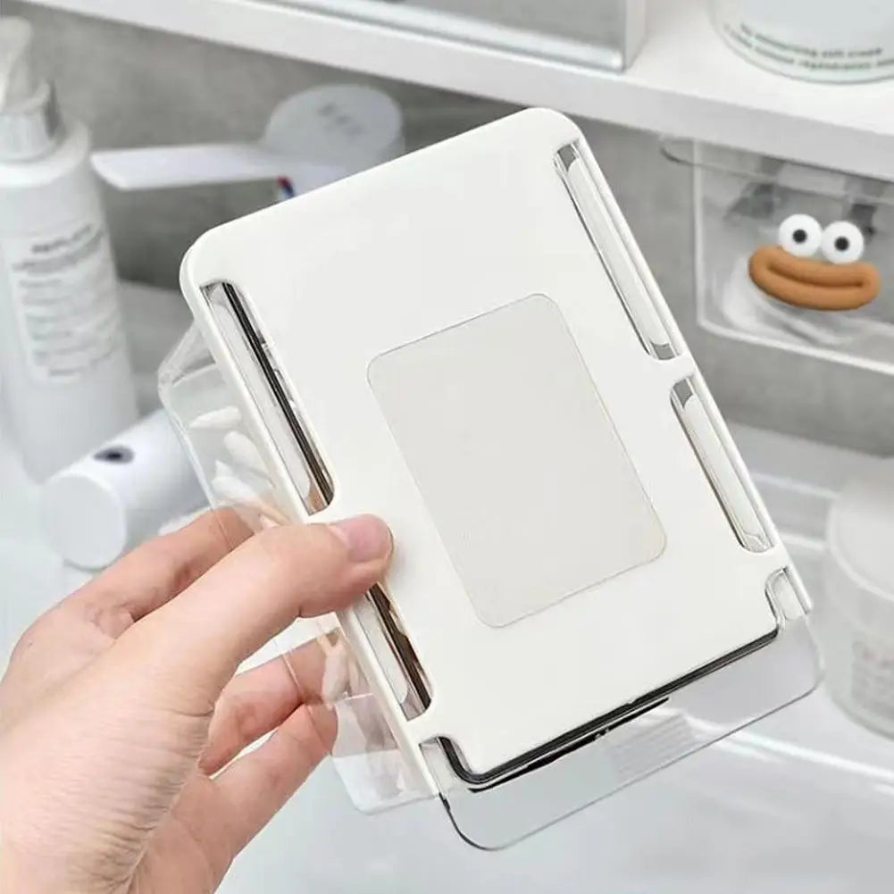 Transparent Bathroom Storage Box Hidden Cosmetics Organizer Hair clips, Makeup pads,Cotton Stick Pull-Out Storage Box