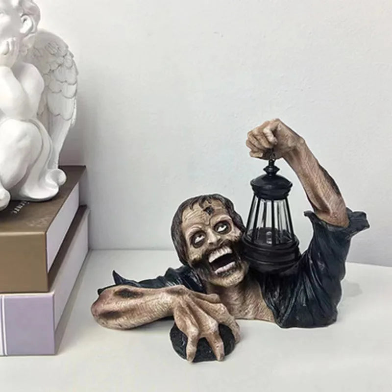 1pc Halloween Zombie lantern Crawling Horror Decor garden Scary Led Lights atmosphere Decoration with light sculpture Ornaments